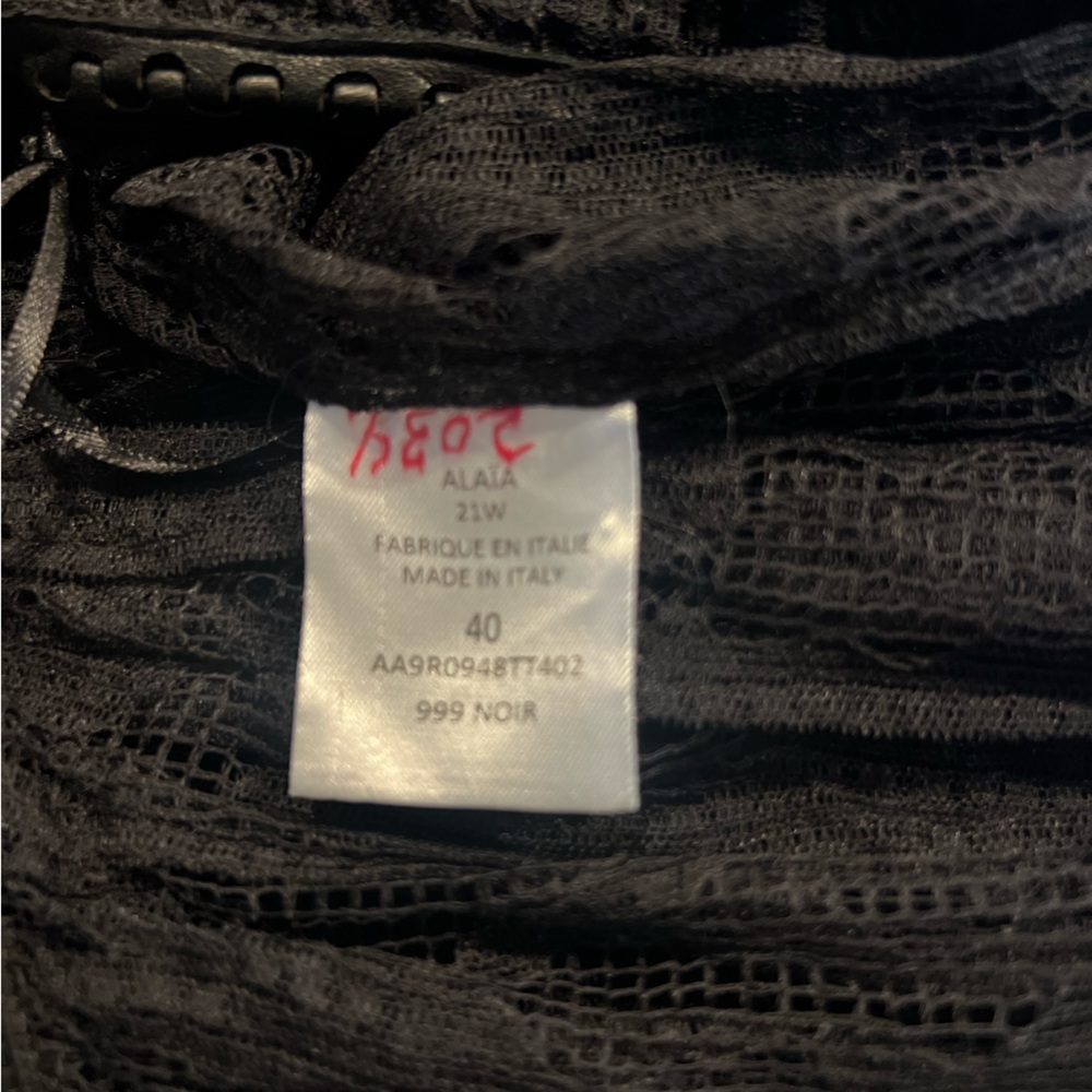 ALAÏA  Lace Bustier Gown W/ Braided Leather Trim - Picture 9 of 9